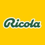 Logo de Ricola sur fond jaune, représentant une marque de bonbons aux herbes suisses.